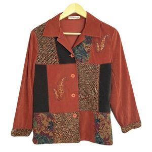 VTG Notations Jacket Blazer Size Medium Tapestry Patchwork Art to Wear Indie GUC